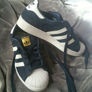 Adidas blue suede superstars 7 unisex/10 womans